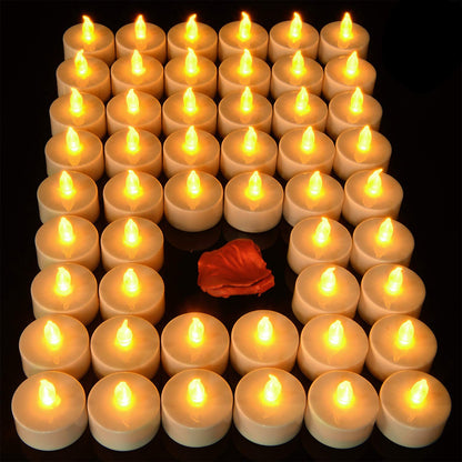 Pandaing Lasts 2X Longer White Flameless Tealight Candles, 40 Pack, Batteries Included, Realistic Tea Lights Candles, Flickering Bright Tealights, Unscented Battery Operated Candles