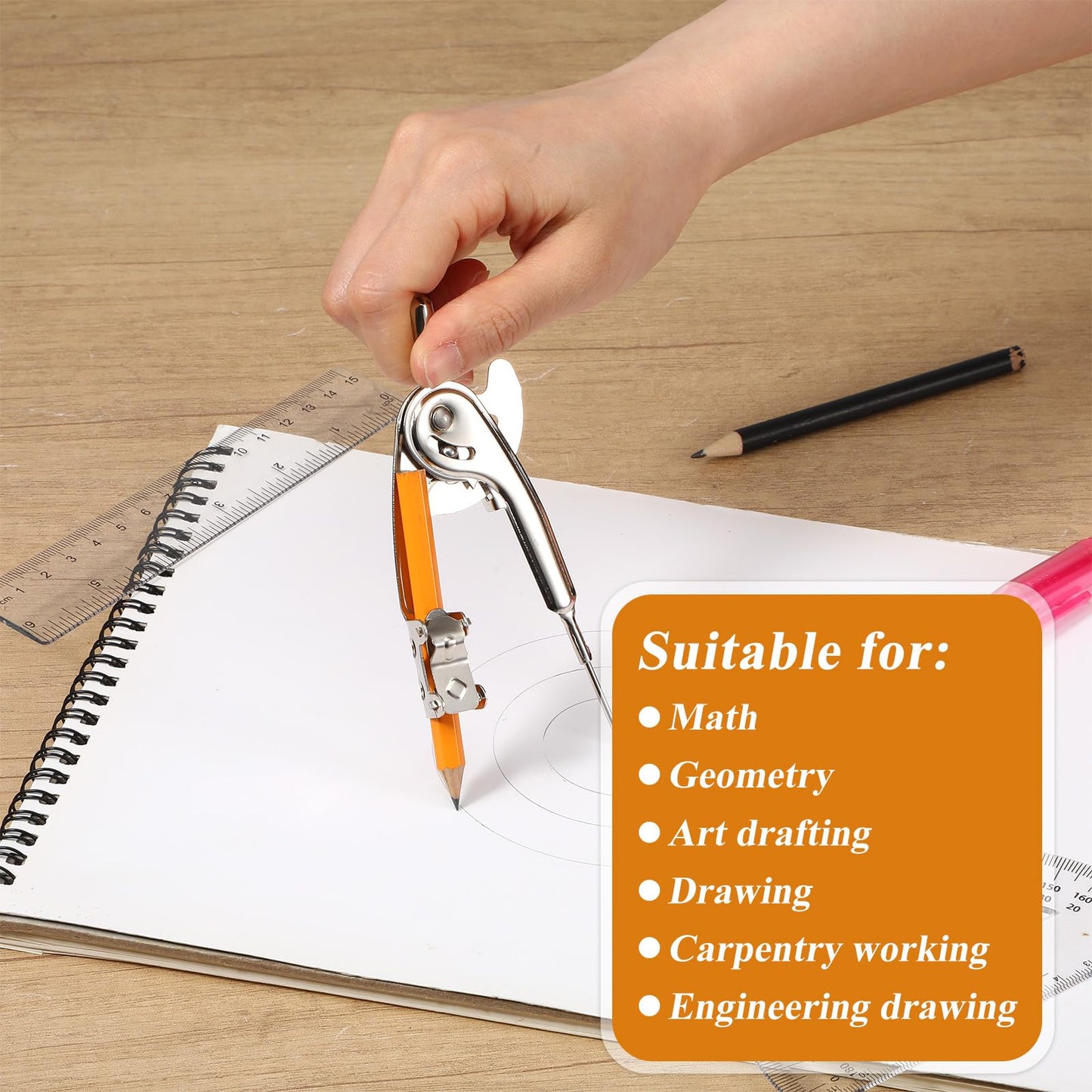 80 PCS Geometry Set - Compass Geometry Tool with Protractor and Compass Set, Protractors Bulk for Classroom, Metal Compass, Ruler, Protractor Drawing Tools for Office Woodworking