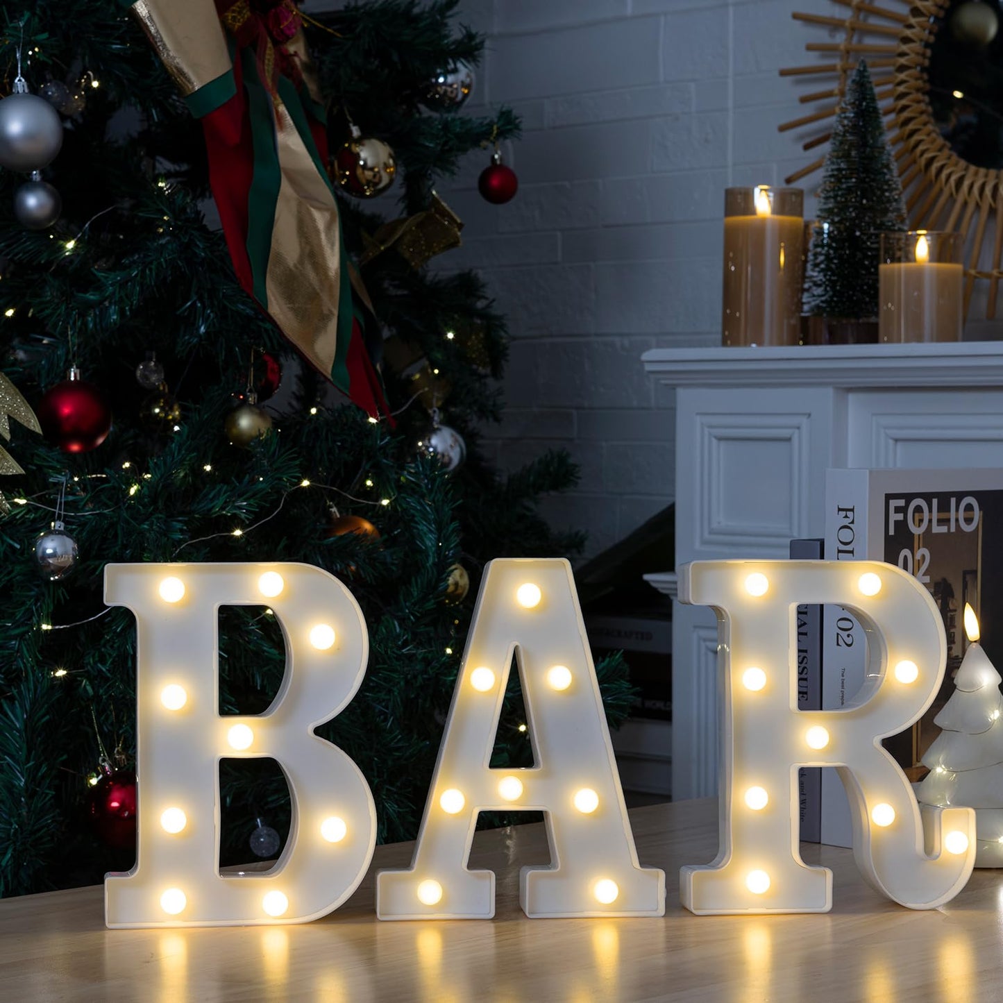 IFDGCTK BAR LED Marquee Sign, Warm White Light Up Letters, Decorative Led BAR Letter, Battery Powered Light Up Sign for Bar, Home, Party, Wall & Table Decor