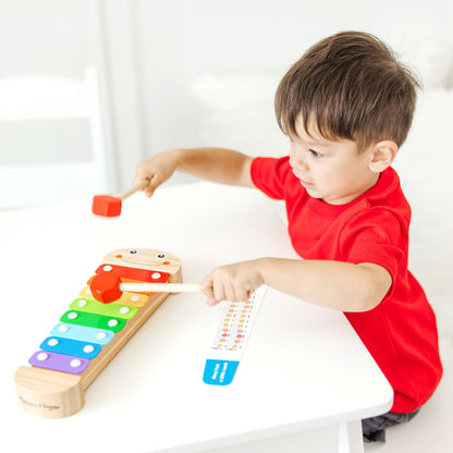 Melissa & Doug Caterpillar Xylophone Musical Toy with Wooden Mallets 15.25" x 6.5" x 1.5", Blue