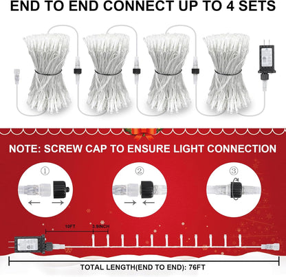 66FT 200LED Plug/Timer/8 Christmas Lights Plug in,Connectable Fairy Lights with Modes, Christmas Tree Lights Lighting