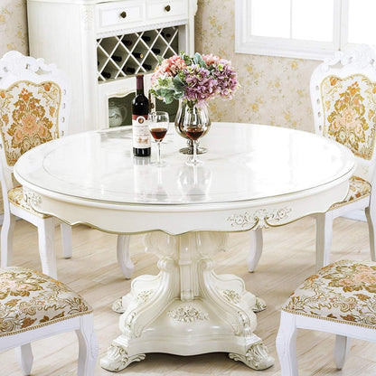 24 Inch Round Clear Table Protector - Vinyl Desk Pad Mat for Circular Furniture, Kitchen, Coffee End Tables - Glass Top