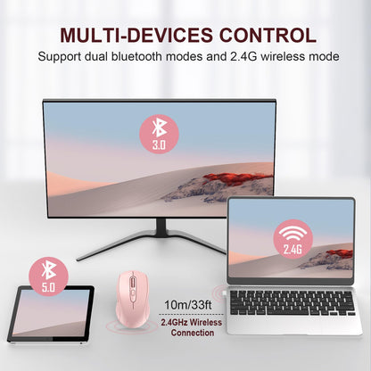 TECKNET Wireless Mouse for Laptop, Silent Bluetooth Mouse(BT5.0 & 2.4G) 4000DPI Adjustable, Computer Portable PC Quiet Mice with USB-A Receiver & 6 Buttons for Mac, 18 Months Battery