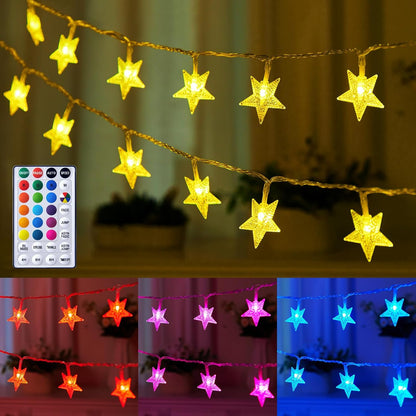 23 50 16 7 Minetom Color Changing Star String Lights - ft LED Ramadan Decorations Star Fairy Lights with Remote