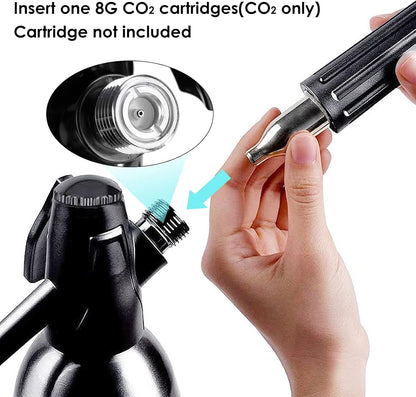 1L 8 CO2 Soda Siphon, Carbonated Water Machine, Soda Maker, Portable Aluminium Sparkling Water Maker for Home Bar