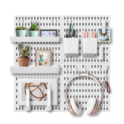 EVDBOBO Wall Organizer Peg Board - Elevate And Declutter Your Gaming And Office - Create A Perfectly Structured Space(White)