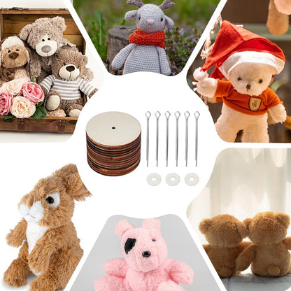 AHANDMAKER 30set 45mm Wooden Doll Joints, 3 Bags Rotatable Joints Connectors Accessories, Connectors Cotter Pin Joint for Stuffed Animals Teddy Bear Doll DIY Crafts