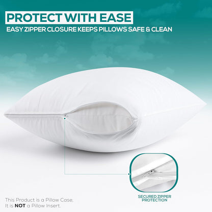Utopia Bedding King Size Pillow Protectors - Ultra Soft, Waterproof & Bed Bug Proof Encasements (Set of 2)