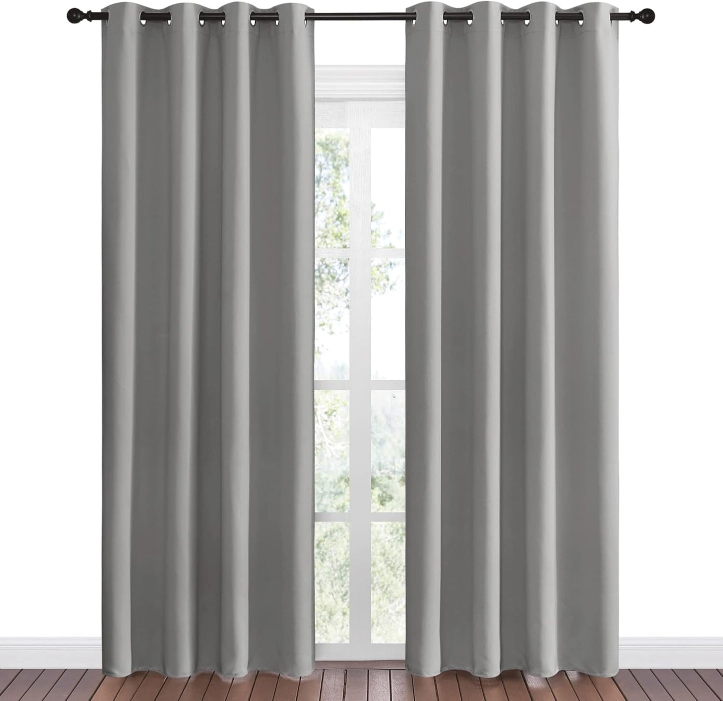 NICETOWN Silver Grey Room Darkening Curtain Panels - 86" Long | Heat-Blocking Drapes for RV & Studio (55" Width, 2 Panels)