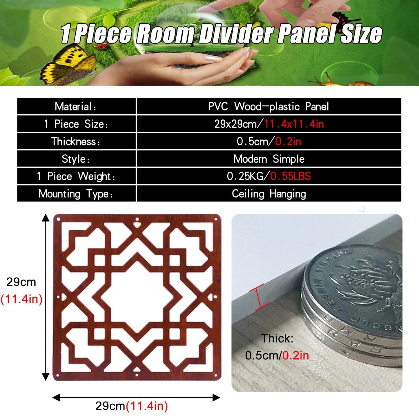 UMJIGF Commercial Home Japanese Room Dividers, Changing Room/Doorway/Bedroom Privacy Wall Partition Hanging, Restaurant/Coffee Shop Modern Decorative Screen,Red/Style-a-42 Pack (29x29cm)