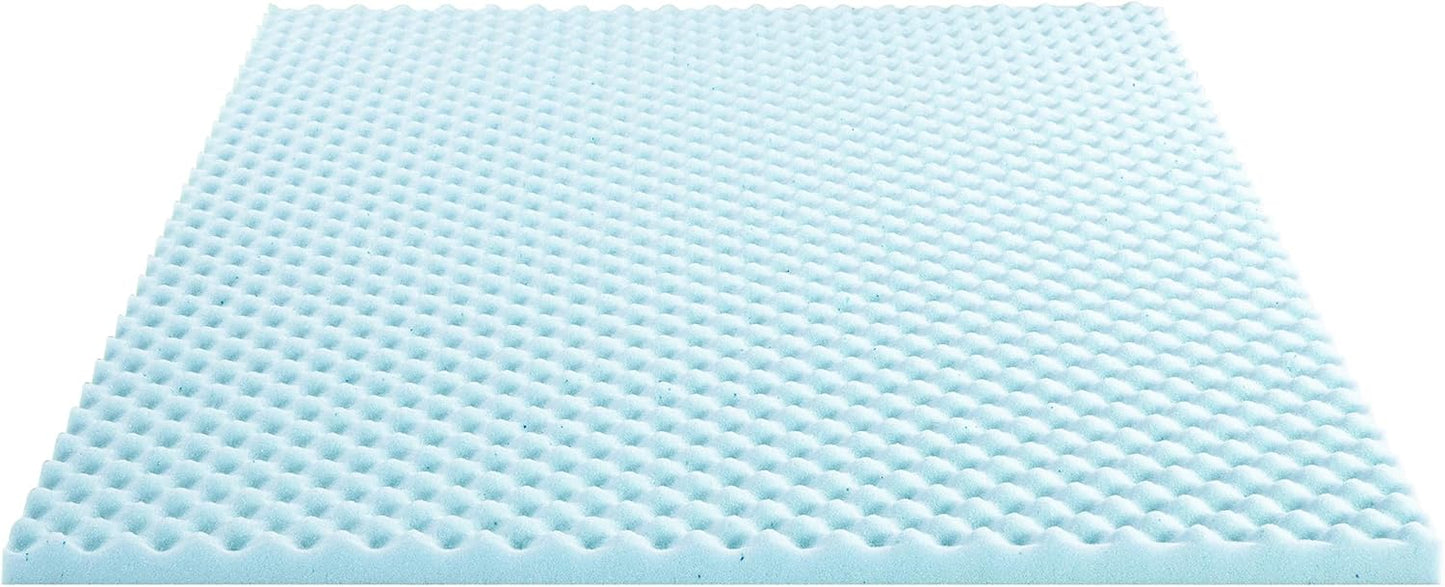 Best Price Mattress 2 Inch Egg Crate Memory Foam, Cooling Gel Infusion Twin Mattress Topper, Blue