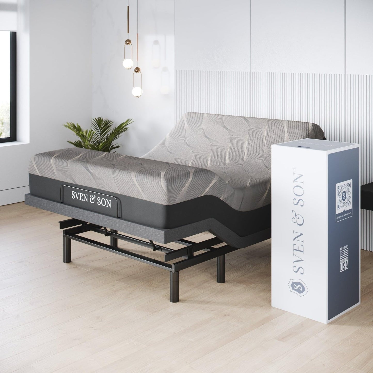 Sven & Son Harmony Adjustable Bed Base, Head and Foot Lift, Massage, Under-Bed Lights, USB, Gel Memory, Zero Gravity Smart Frame - Full + 10 inch Memory Foam Matt (Firm)