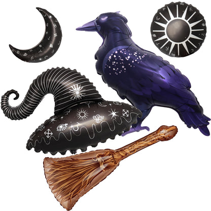 Wizard Hat Balloons Raven Balloons Broom Magic Birthday Party Decorations Witch Birthday Party Decor Wizard Themed Decor Crow Witchcore Decor