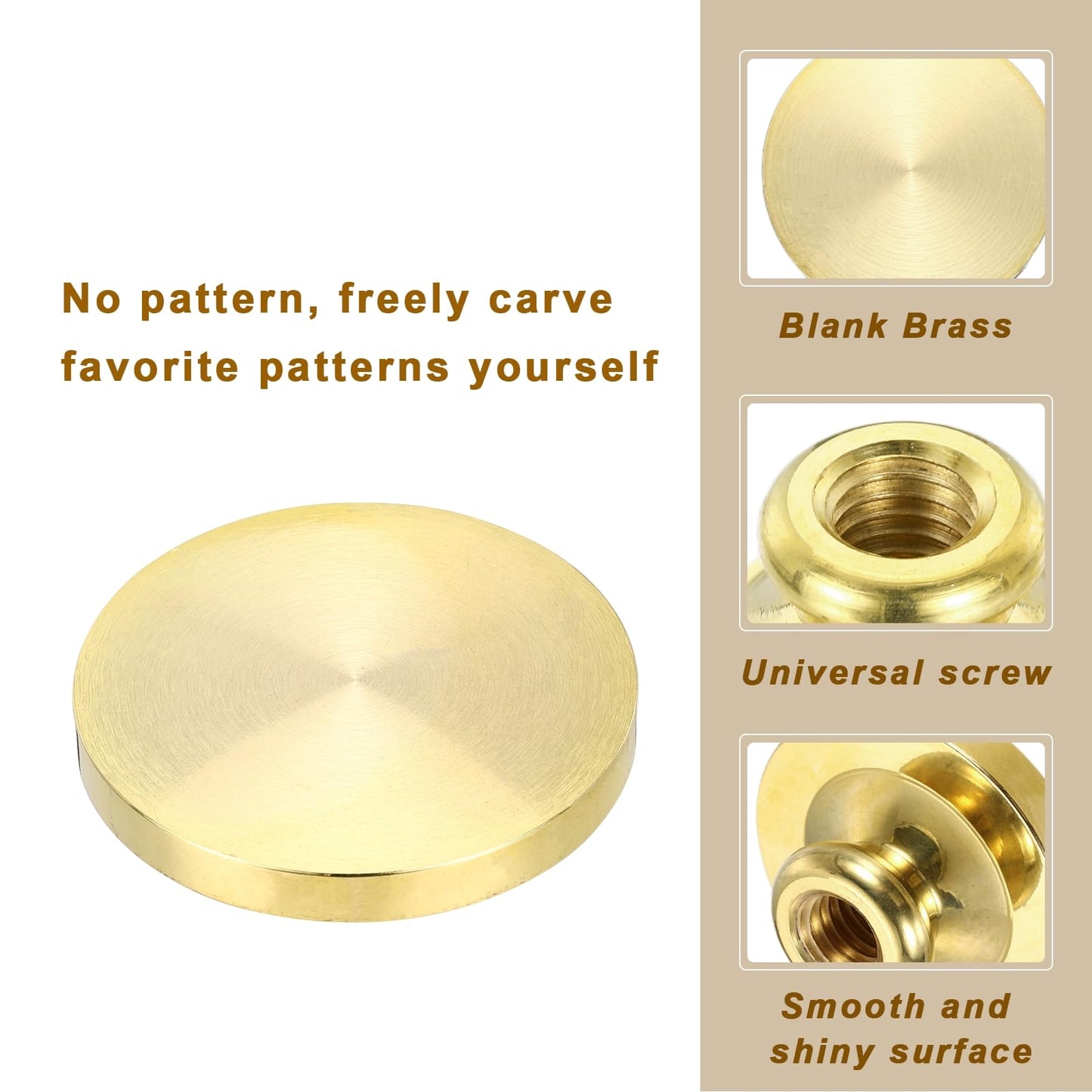 PATIKIL 40mm Blank Wax Seal Stamp, 3 Pack Round Sealing Wax Stamp Vintage Retro Brass Head for Envelope Invitation Cards