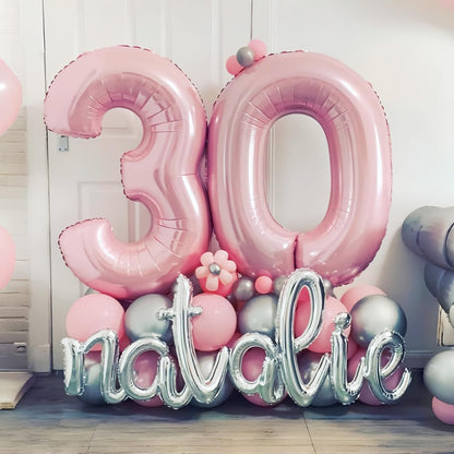 Skiennix 40" Pastel Pink Number 0 Balloon - Large Foil Birthday Decoration for Girls & Women