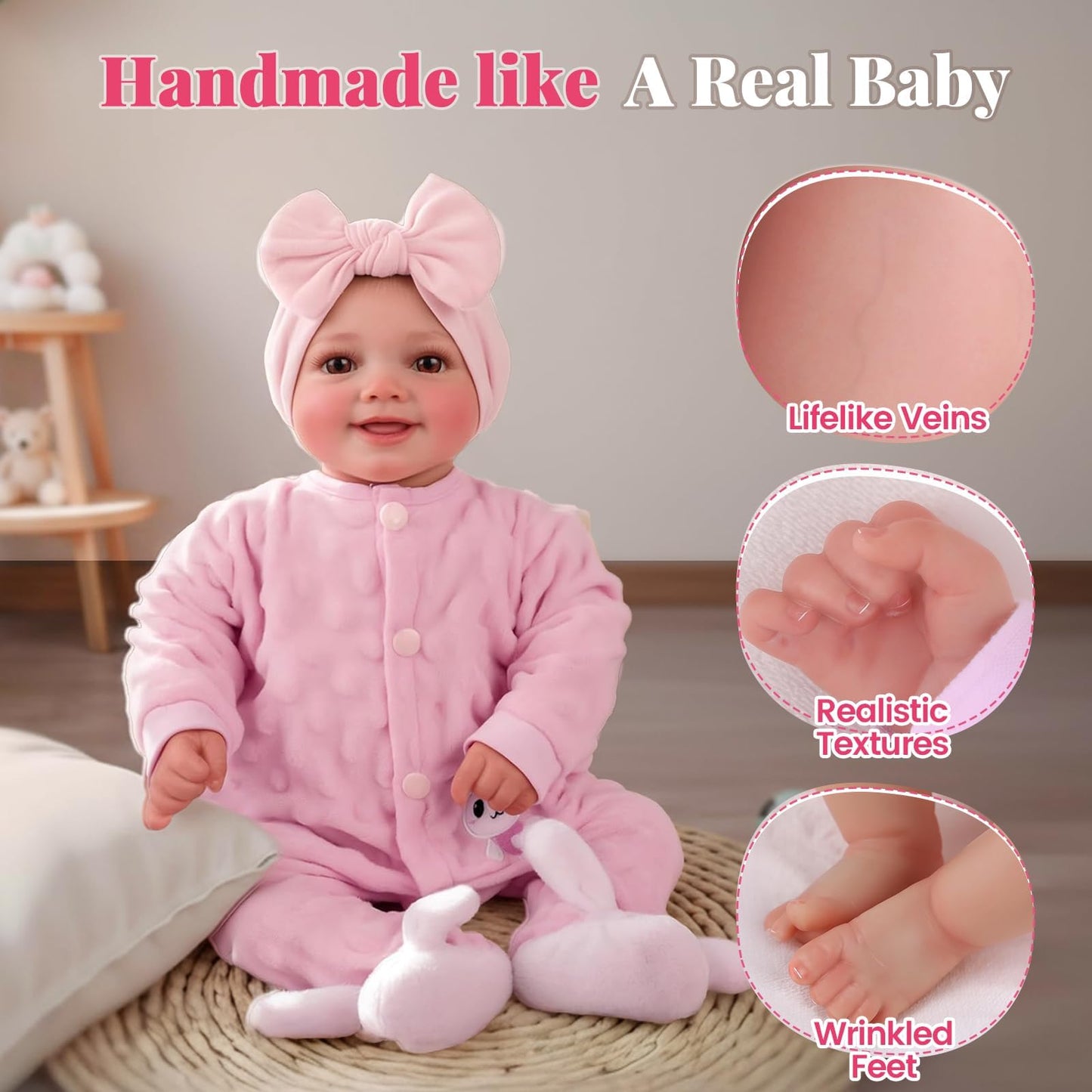 BABESIDE Reborn Baby Dolls Sunny - 17 Inch Cute Realistic Baby Doll with Soft Cloth Body, Poseable Real Life Baby Dolls with Bottle and Accessories for 3+ Years Old Girl Gifts, Pretend Play