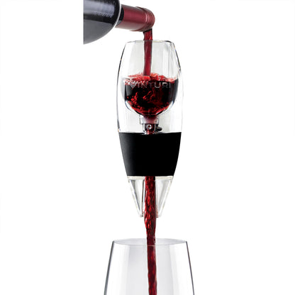 Vinturi Wine Aerator Pourer and Decanter for Red Wines Patented Design Perfectly Aerates Wines By The Glass or Bottle With Distinctive Sound, Includes No-Drip Base & Sediment Screen, Black