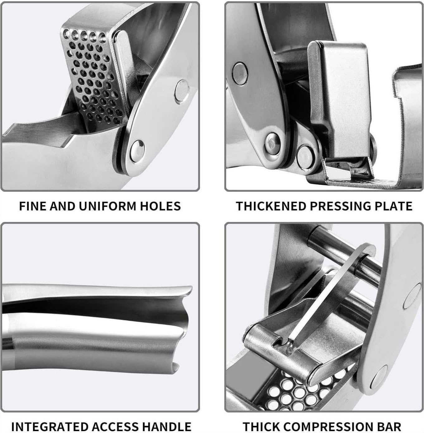 Premium Garlic Press, Stainless Steel Easy to Clean Mincer, Durable Construction and Rust Proof