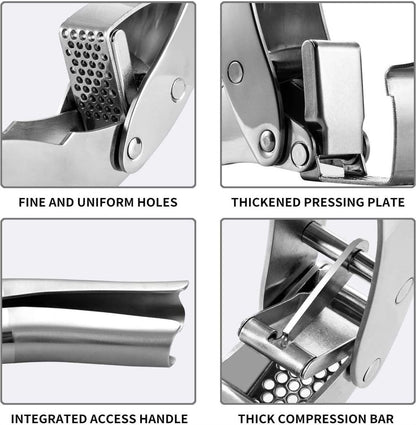 Premium Garlic Press, Stainless Steel Easy to Clean Mincer, Durable Construction and Rust Proof