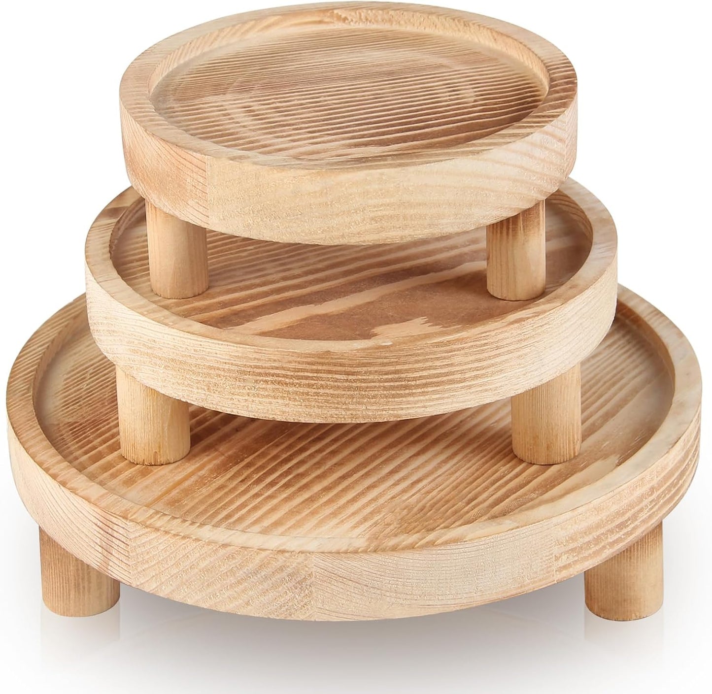 Destop 3PCS (Natural,8,6,5'') Wooden Display Risers for Display,Wood Riser Display Pedestal Stand for Home Dcor