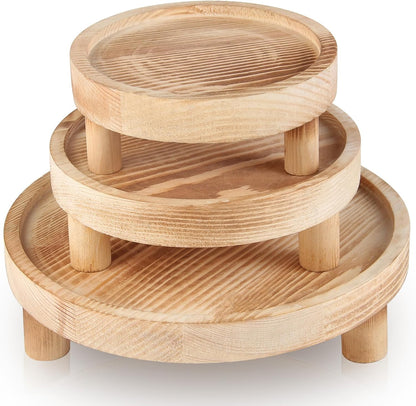 Destop 3PCS (Natural,8,6,5'') Wooden Display Risers for Display,Wood Riser Display Pedestal Stand for Home Dcor