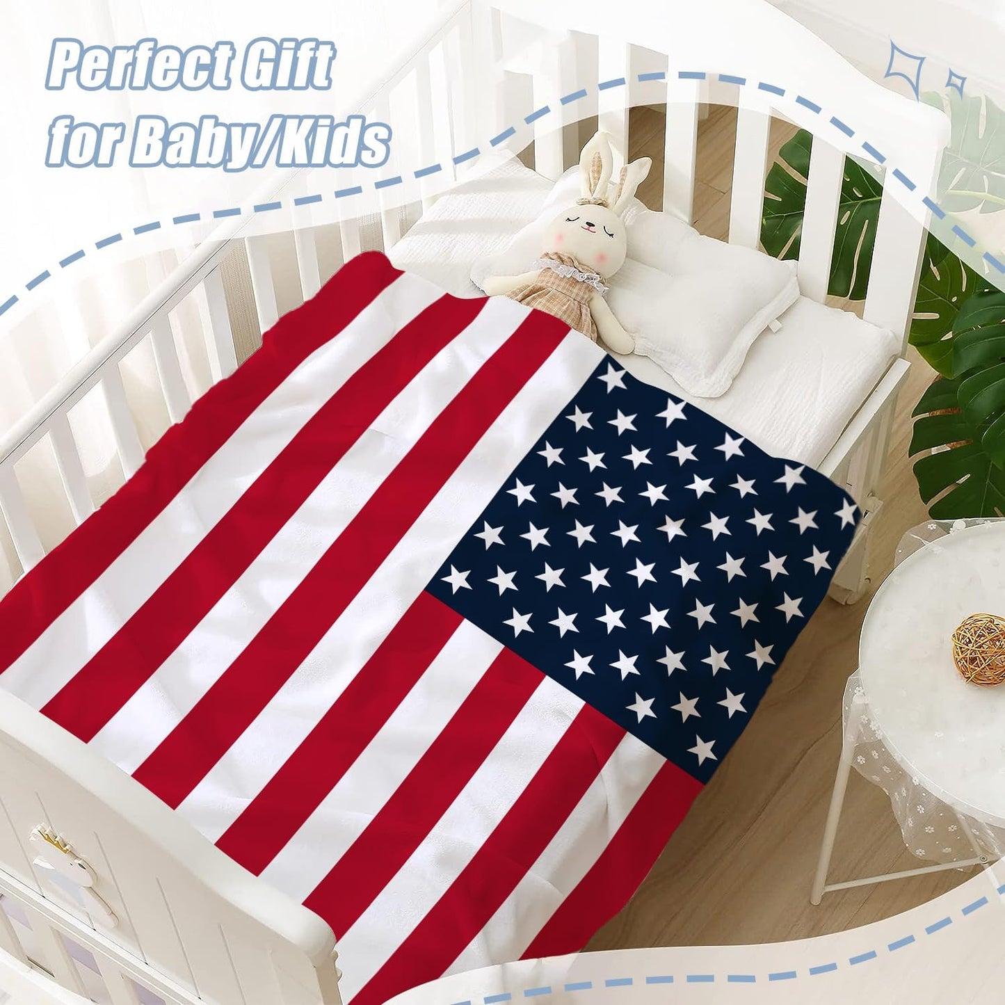 4th 30x40 Neatee Living Patriotic Throw Blanket Baby Small of July Memorial Day Fourth of July American Flag Blanket