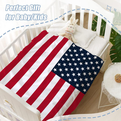 4th 30x40 Neatee Living Patriotic Throw Blanket Baby Small of July Memorial Day Fourth of July American Flag Blanket