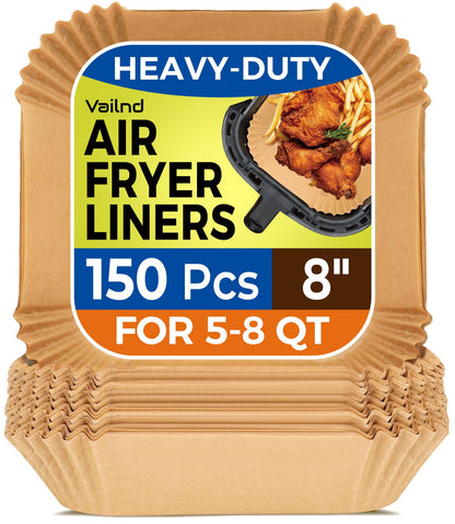 400 Pcs Air Fryer Paper Liners, 8" Square Air Fryer Liners Disposable, Heavy-Duty Parchment Paper for 5-8 qt Airfryer Basket, Non-Stick & Grease-Proof Baking Liner for Oven Pan