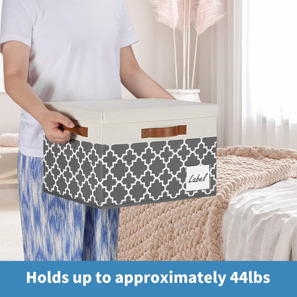 GhvyenntteS Large Storage Bins with Lids, 3-Pack Foldable Fabric Boxes, Sturdy Baskets with Label Window