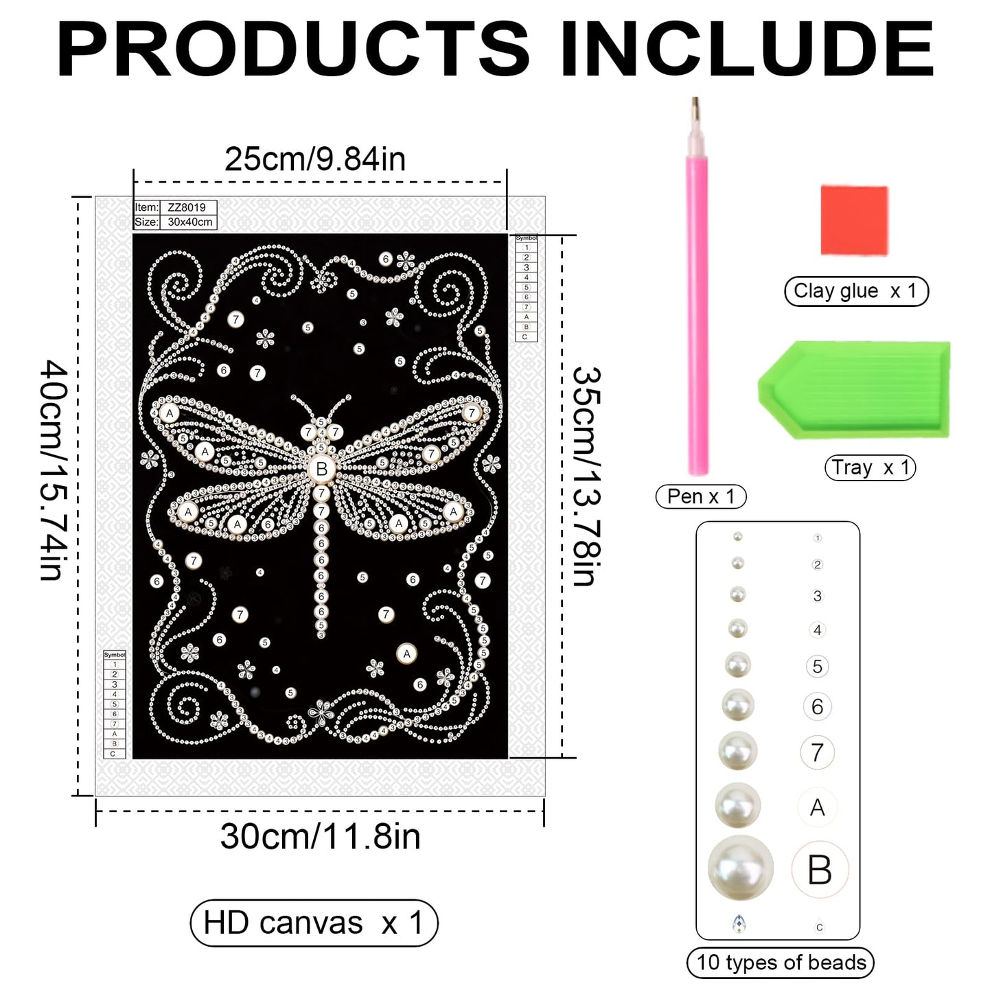 WSLWXSHM Pearl Diamond Painting Kits for Adults Dragonfly, 5D Special Shape Diamond Art Kits for Beginners, Crystal Rhinestones Diamond Painting for Home Wall Decoration Gift 12×16inch/30×40cm, Animal