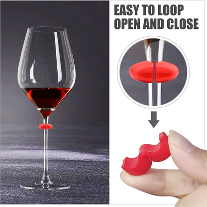 Lasiyanor 48Pcs Wine Glass Markers, Silicone Charms for Bar Party Martinis Cocktail Champagne Glasses