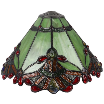 Bieye S10023 Tiffany Style Stained Glass Baroque Lampshade (13-inch Wide Green)