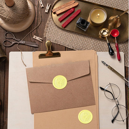 Aiviman 50Pcs Flower Wax Seal Stickers,Lemon Yellow Self Adhesive Envelope Seal Stickers,Great for Gift Wrapping,Wedding Invitation,Halloween,Christmas