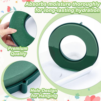 INTERWARM 5Pcs Flower Foam Rings, 9.84Inch Foam Mud Block Ring Artificial Floral Arrangement Mud Ring Wet Florist Wedding Car Decor for Valentine's Day Wedding Birthdays Home Table Centerpiece