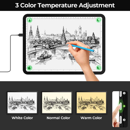 Zocelight A4 Diamond Art Light Board,11000 Lux Super Bright Light Box for Tracing,Side Button Design,3 Color Light pad,Magnetic Ultra Light Table for Diamond Painting,Sketching, Weeding Vinyl(Black)