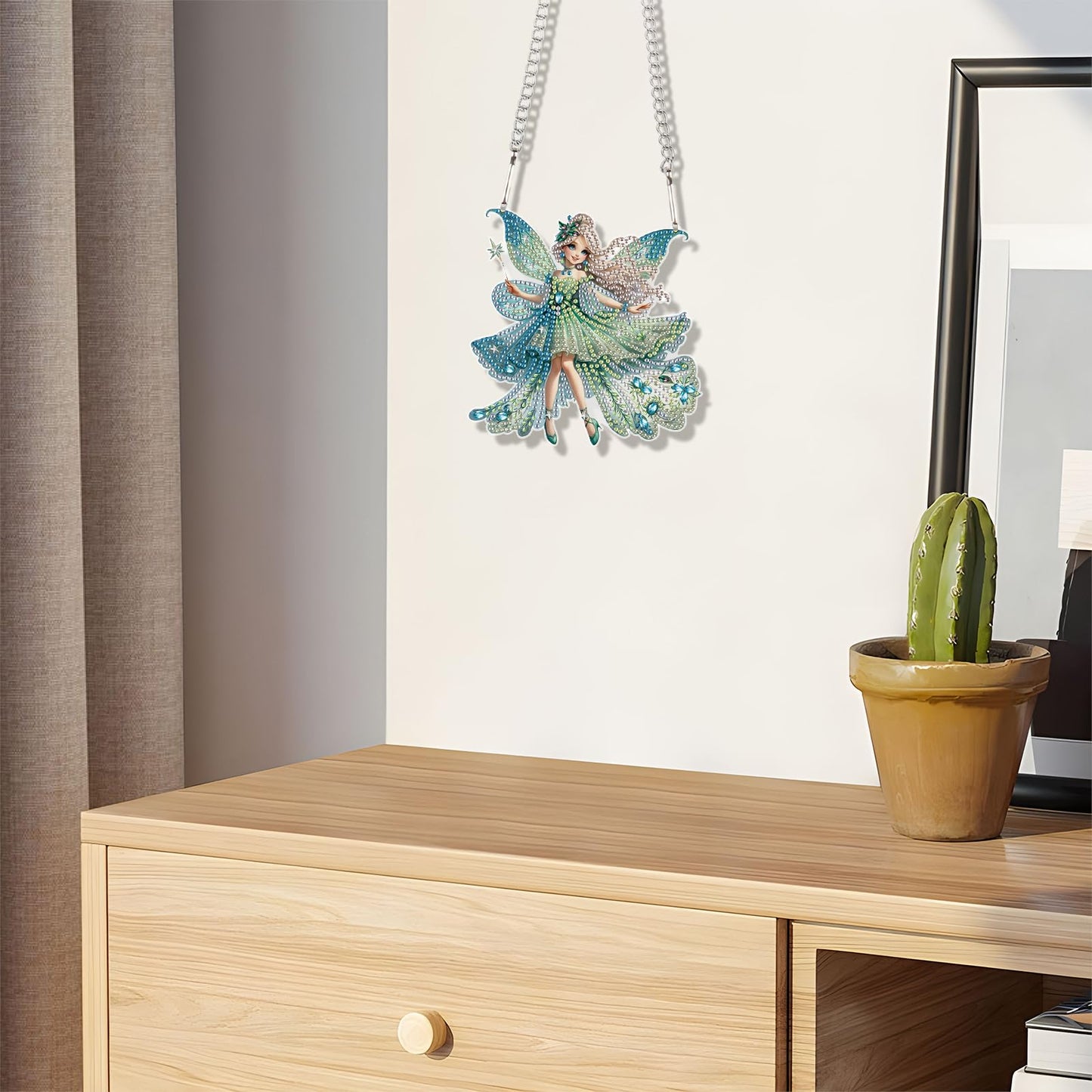 JZHYOAN Elf Diamonds Painting Pendant Cross Stitch Ornament Wall Hanging Decor Diamond Art Kit Hanging Sign Gem Art Window Pendants Craft Hanging Acrylic Ornaments Home Garden Wall Hanging Kit Craft