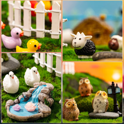 Tuanse 248 Pcs Garden Miniature Accessories, Garden Kit, Animals, Resin Miniature Figurines House Accessories Micro Landscape Ornaments for DIY Kit Plant Decoration House Decor