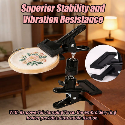 Metal Embroidery Hoop Holder, Adjustable 360° Rotated Cross Stitch Lap Stand Table Kit Clamp Hands-Free Needlepoint Support Accessories Supplies for Embroidery Craft Needlework DIY Projects