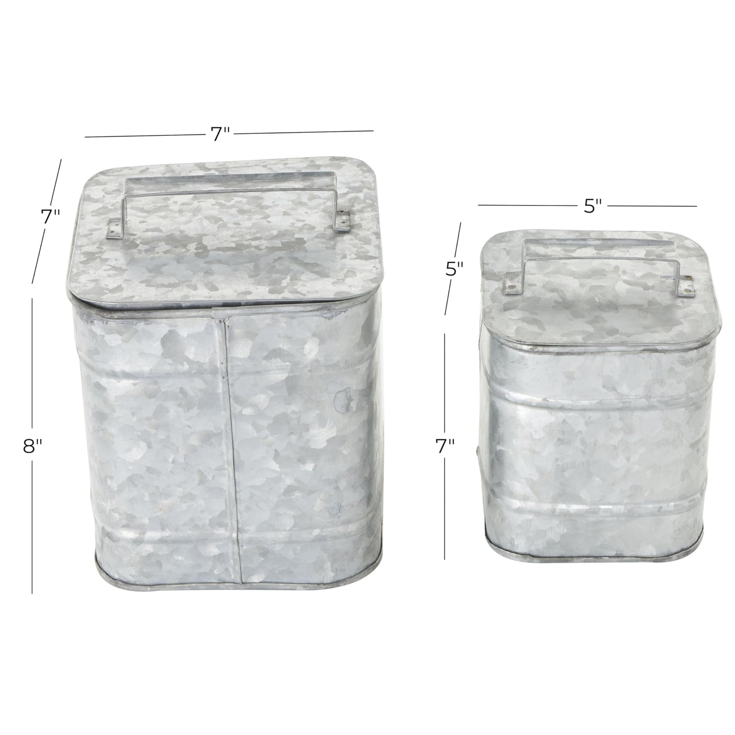 Deco 79 Metal Decorative Canisters Decorative Containers, Set of 2 Decorative Keepsake Boxes 8", 7"H, Silver