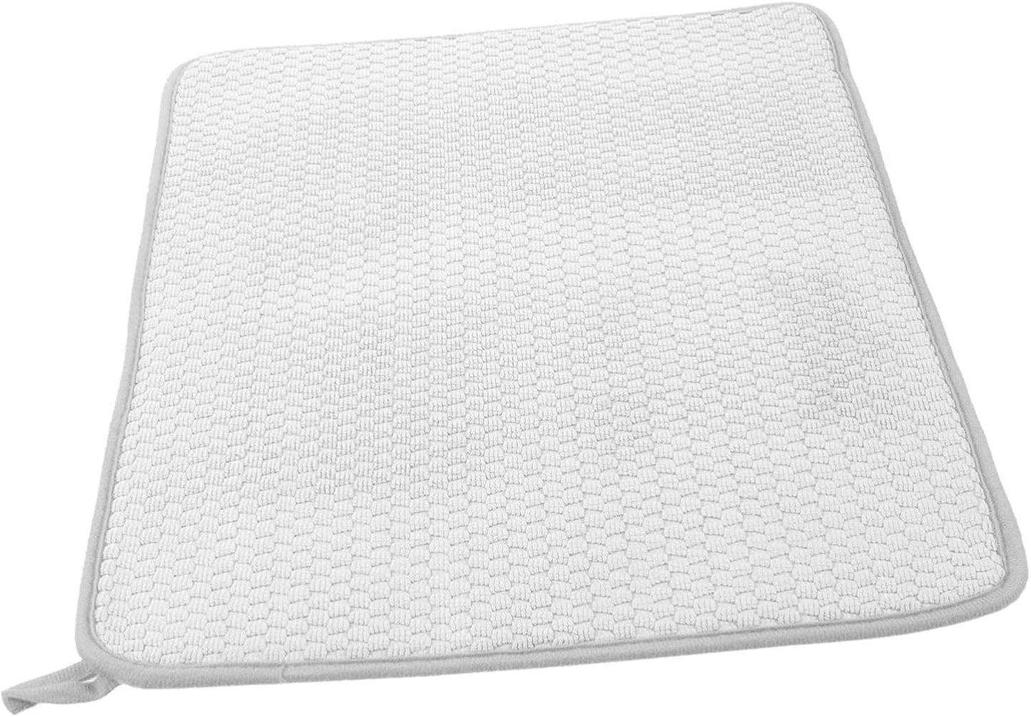 Ciieeo White Kitchen Drain Mat, Foldable Drying Pad for Tableware, Microfiber Dish Drying Mat for Countertop