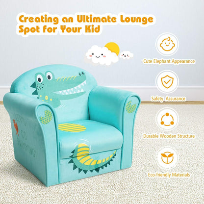 1-5 Costzon Kids Couch, Children's Sofa Armrest Chair with Pattern, Toddler Furniture w/Sturdy Wood Construction