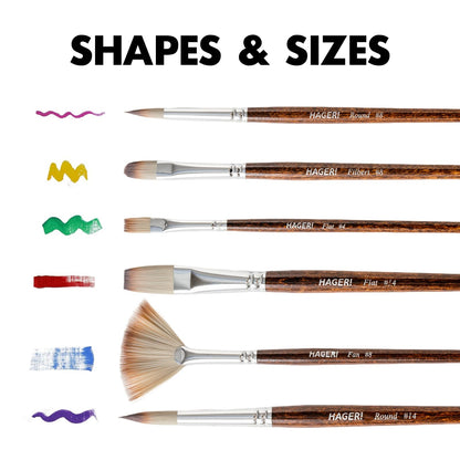 HAGERI 25 Pieces Paint Brushes, Expert Synthetic Nylon Bristles Paint Brush Kit with Palette Knife & Suede Leather Roll, Paint Brushes Set for Oil, Acrylic, Watercolor, Gouache and Detail Paintings