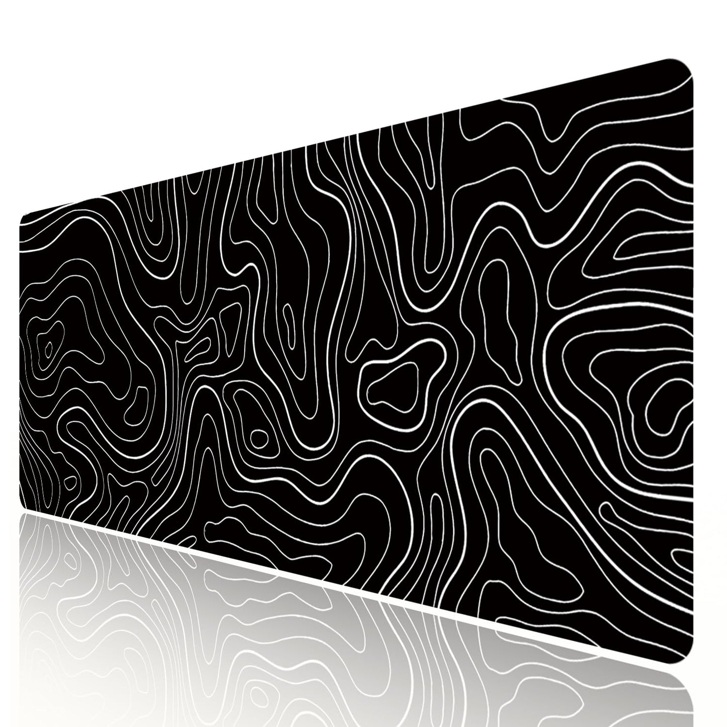 HGWALP Large Gaming TOPO Keyboard Mouse Pad Black Topographic Mouse Pad with Anti-Slip Rubber Base, Extended XXL Long Gaming Mousepad Big Mouse Pads for Desk,31.5 X 11.8 Inch