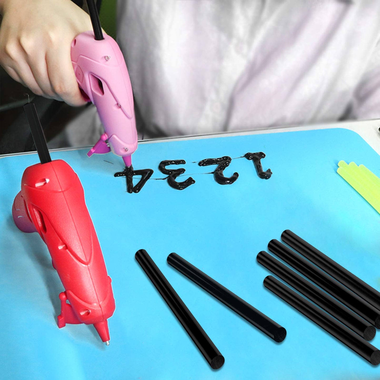 T TOVIA : Black Hot Glue Sticks 4" x.27" (120Bulk Pack) - Ultra Bond Hot Melt Adhesive Mini Glue Gun Sticks For All Temperature Glue Guns