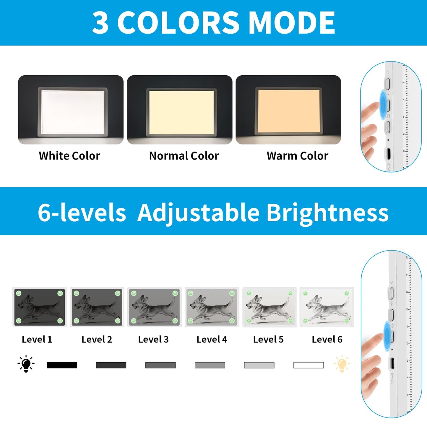 Phylosal Magnetic A4 Light Pad with Bag, Super Bright Light Box with Side Button, Diamond Art Light Board, Lightbox for Tracing and Drawing, USB Power Light Table for Sketching, Weeding Vinyl (White)