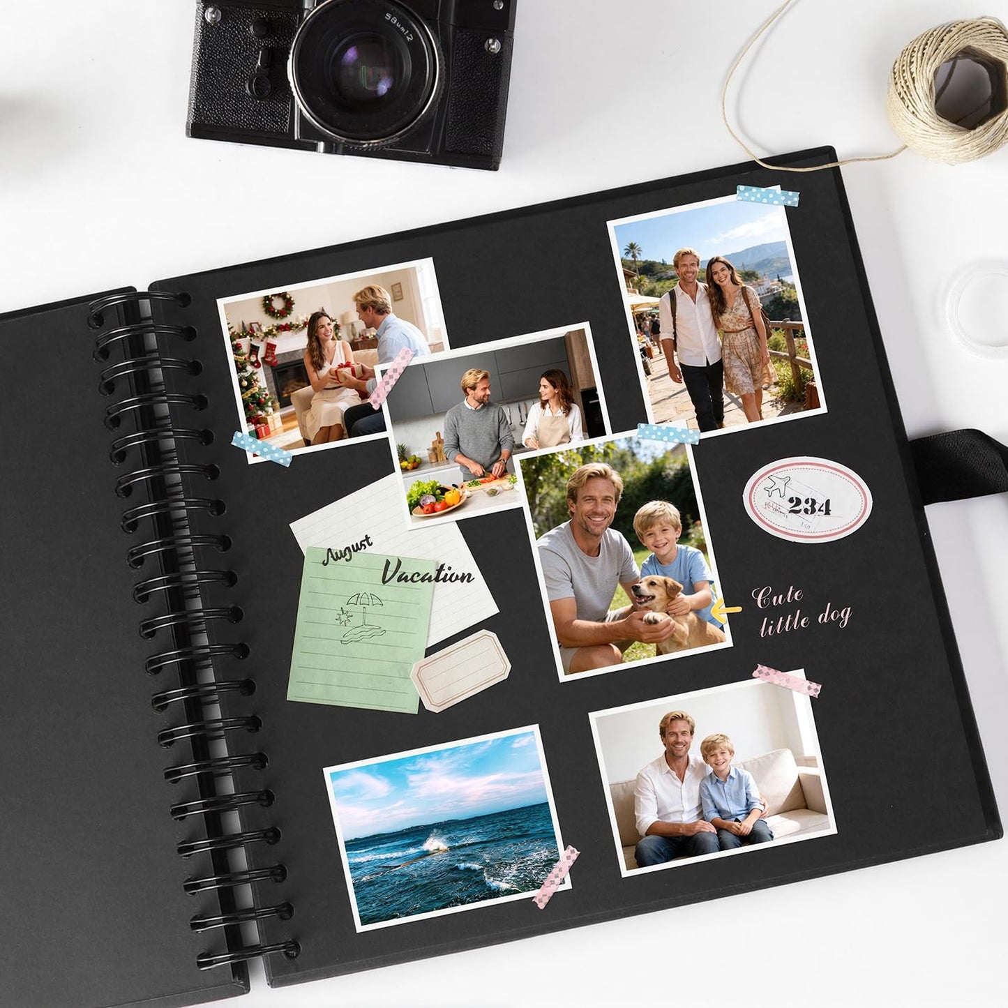 INNOCHEER Photo Album - Self Adhesive 80 Black Pages, Large Scrapbook Wedding Guest Book for DIY Anniversary Travel Memory Scrapbooking (Black 12 x 12)