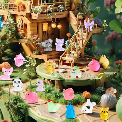 DIYDEC 60PCS Luminous Mini Resin Animals 60 Styles Miniatures Glow in The Dark Tiny Little Figures to Hide Small Duck Figures for Party Favors Bag Fillers Garden Dollhouse Decor