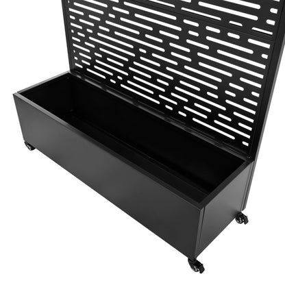 KEIKI 73"x47"x16" Planter Trellis Box with Wheels, Drainage Holes, Outdoor Resin Raised Garden Bed for Climbing Plants, Large Weather-Resistant Design, Black