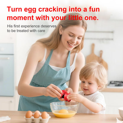 PowCube Egg Cracker, Silicone Egg Shell Opener, Cute Egg Shaped Design, Opens Eggs with Ease, A Little Happiness Boost for Your Kitchen. (Color: Deep Red, 1-Pack)