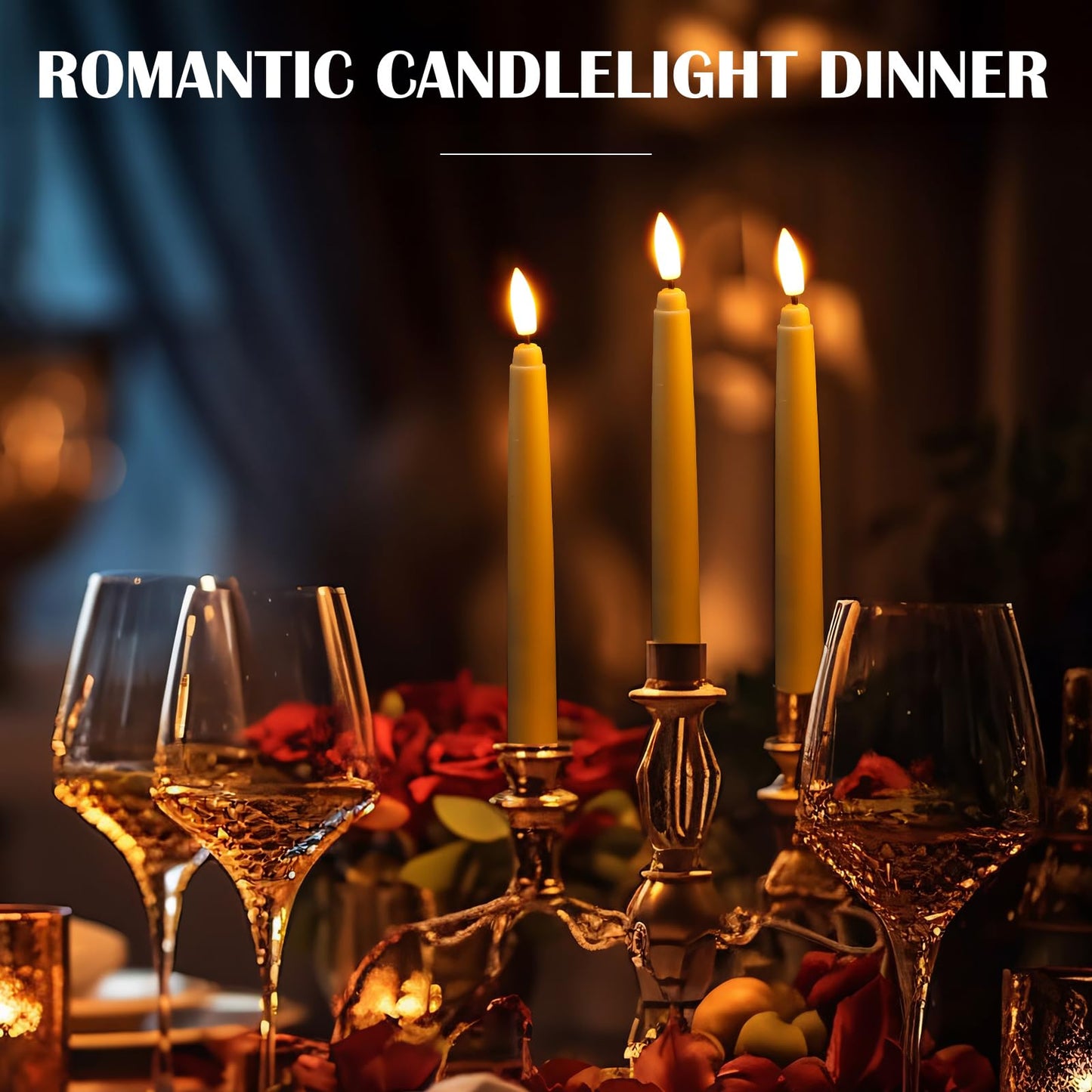 Baquler 72 Pcs Flameless Taper Candles LED Taper Candles Flickering Bulk Ivory LED Candlestick for Easter Wedding Church Halloween Christmas Party Decor Table Centerpiece, 8.5 in, No Batteries